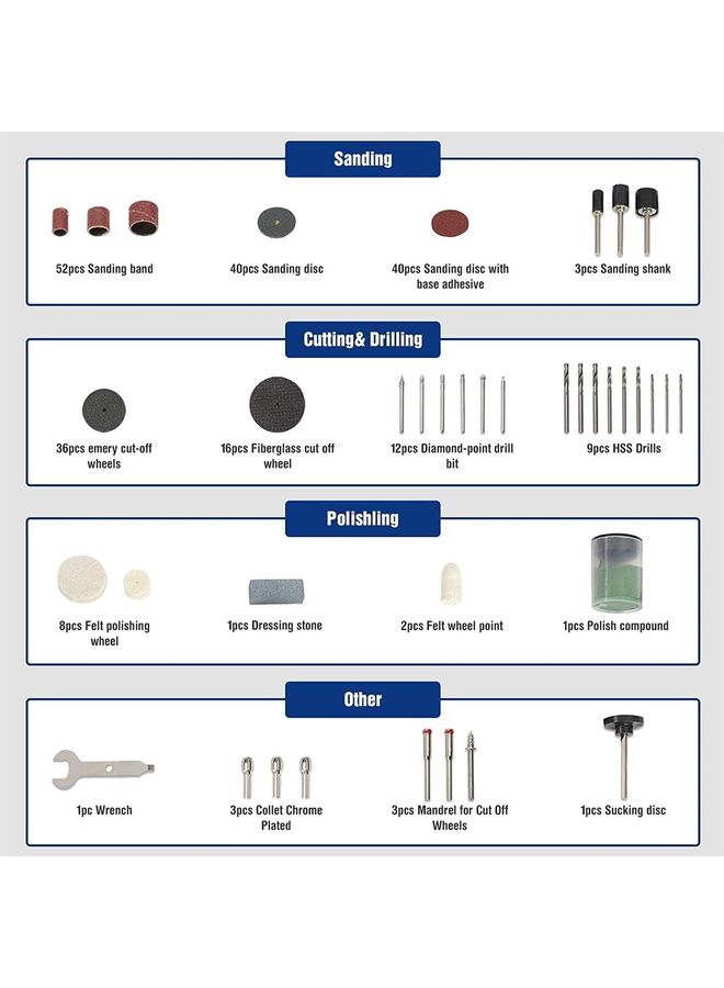 LAMAY 276pcs Rotary Tool Accessories Kit Universal Fitment for Easy Cutting, Carving and Polishing - Image 3